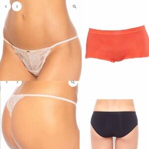 Sexy & Practical - Set of 2 Panties (One Nude G-String & One Red Hipster) Medium